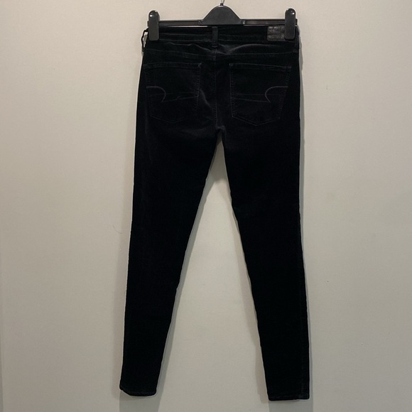 American Eagle Velour Super Stretch Jeans Black skinny Jeggings Size 2 - Picture 7 of 14